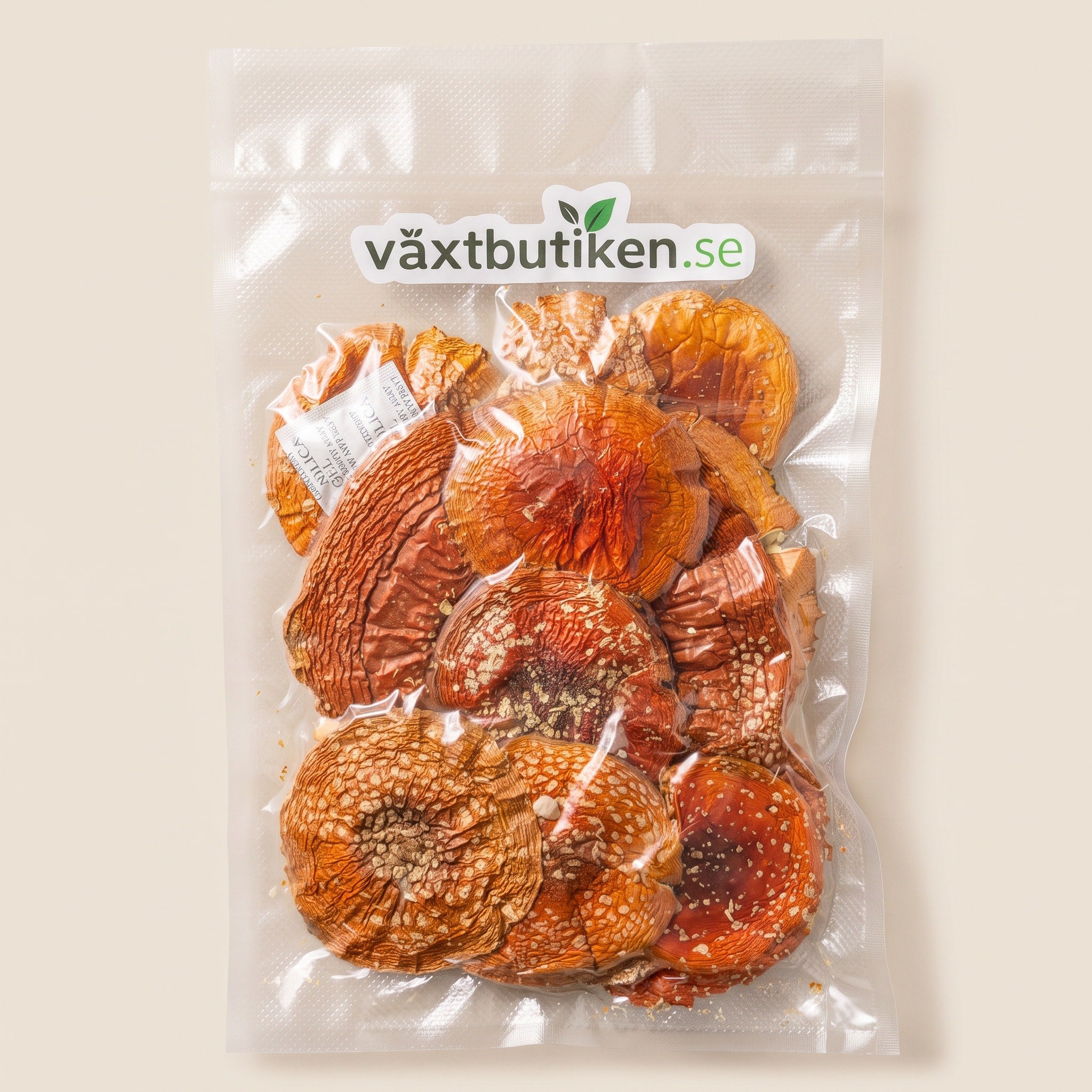Röd flugsvamp, Amanita muscaria, hela hattar i vakuumförpackning från Växtbutiken