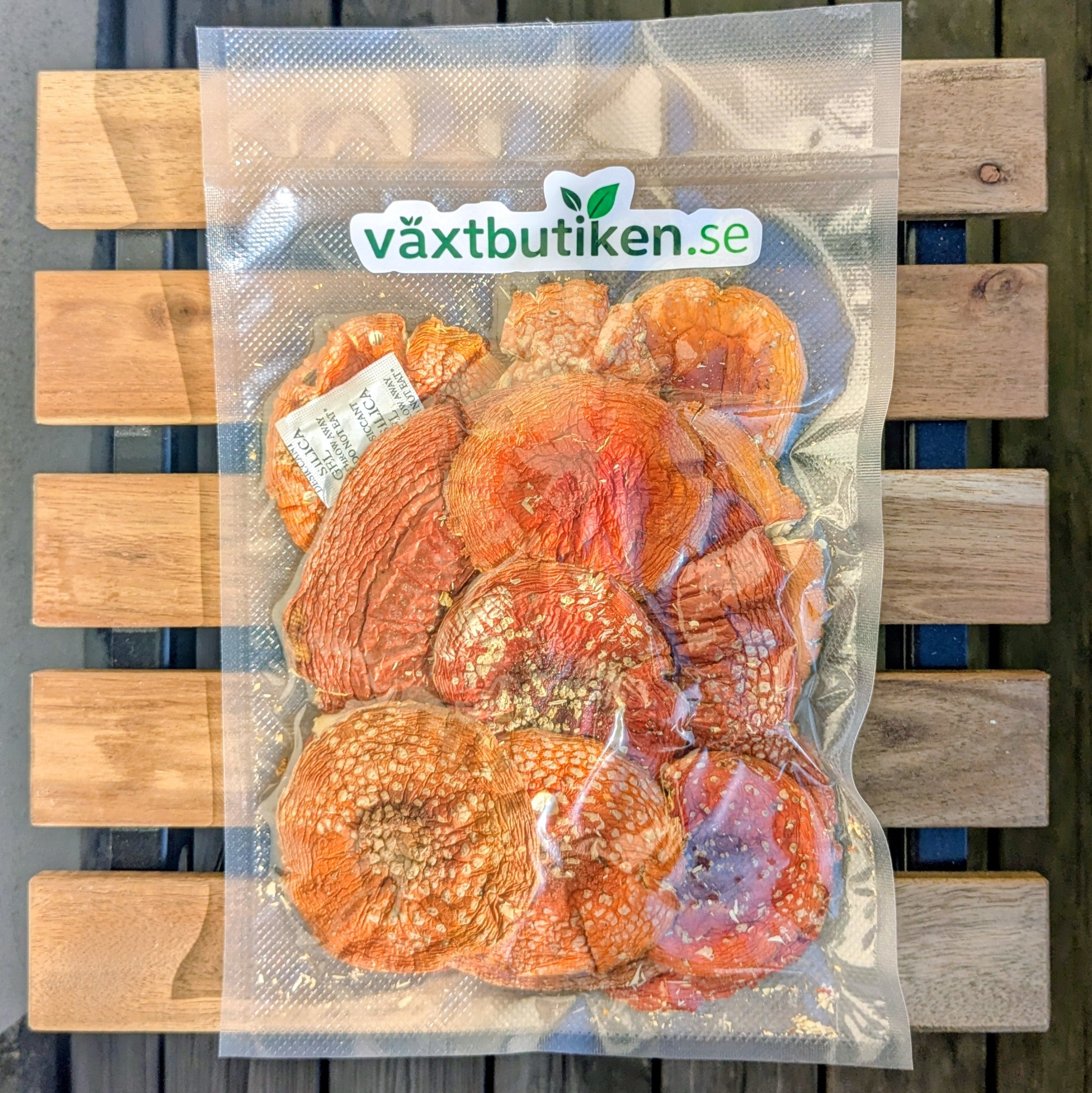 Röd Flugsvamp (Amanita Muscaria) - äkta vakuumförpackning med hela torkade hattar